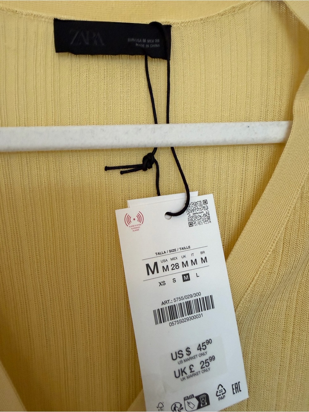 Zara Light Yellow Ribbed Button-Up Cardigan - Picture 4 of 4